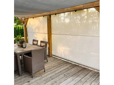 Reef Roll -- Custom Sizes - Outdoor Roller Shade with Stainless Steel Wire Guides