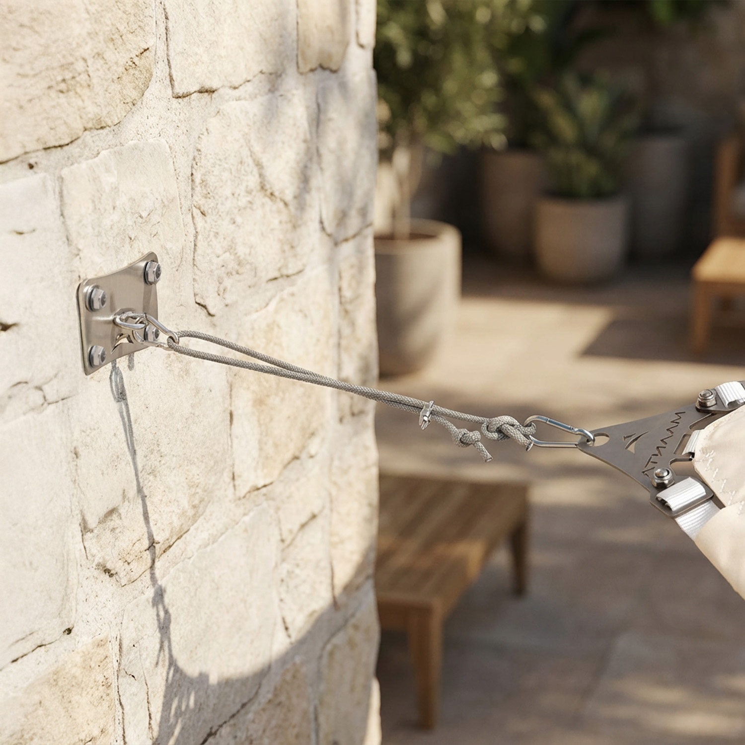 Kit Fittings  / Wall Mounting For Shade Sails With 2m Nautical Rope 2