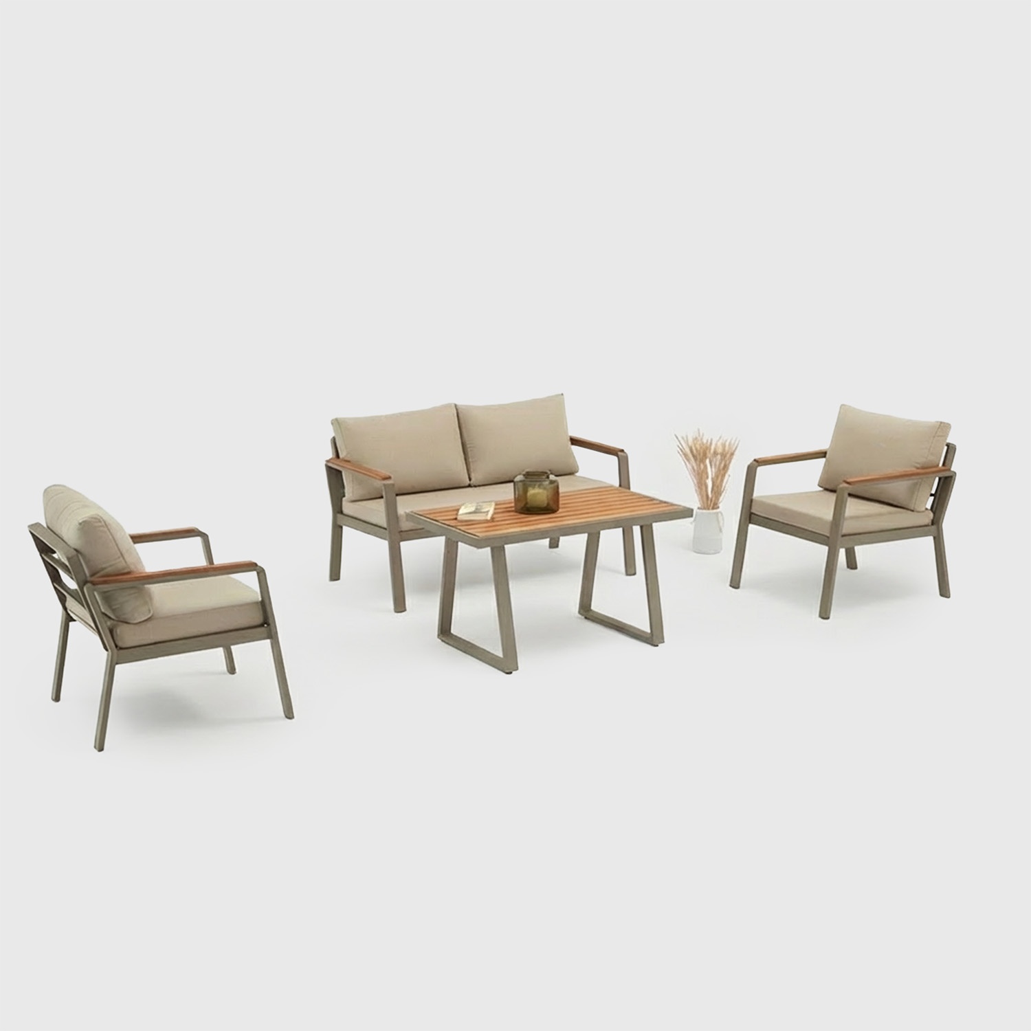 Parma: Outdoor lounge set in aluminium and Iroko wood 2