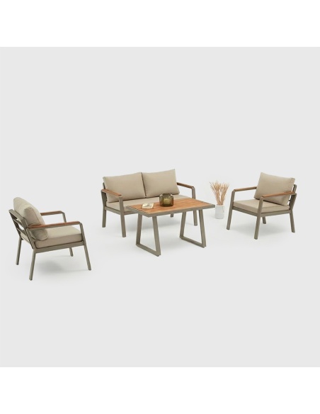 Parma: Outdoor lounge set in aluminium and Iroko wood
