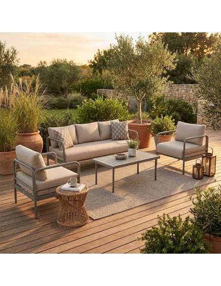 Melina: Outdoor lounge set with extra-thick cushions