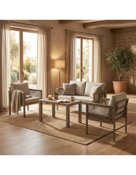 Genova: Handcrafted Patio Lounge Set with Handwoven Rope