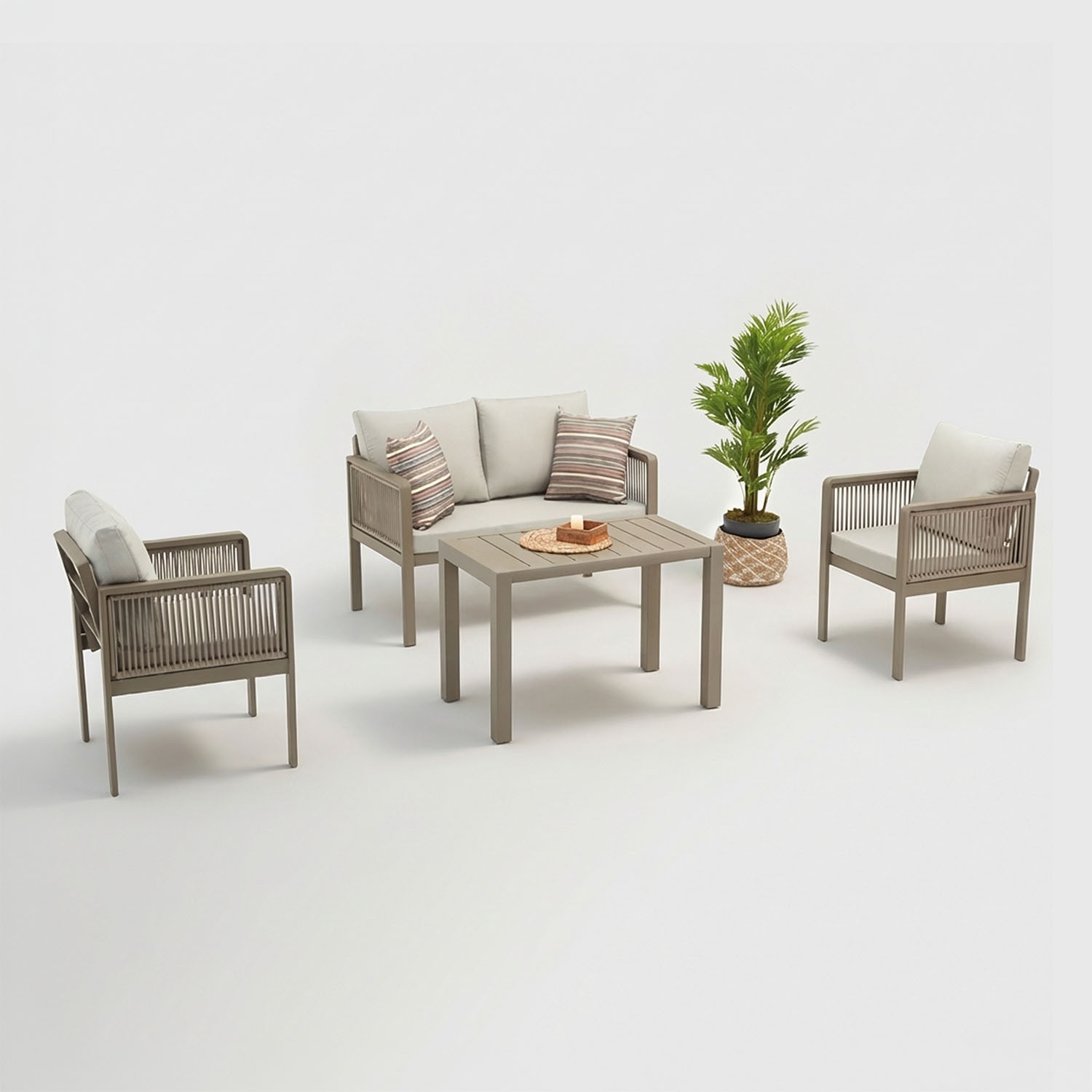 Genova: Handcrafted Patio Lounge Set with Handwoven Rope 2