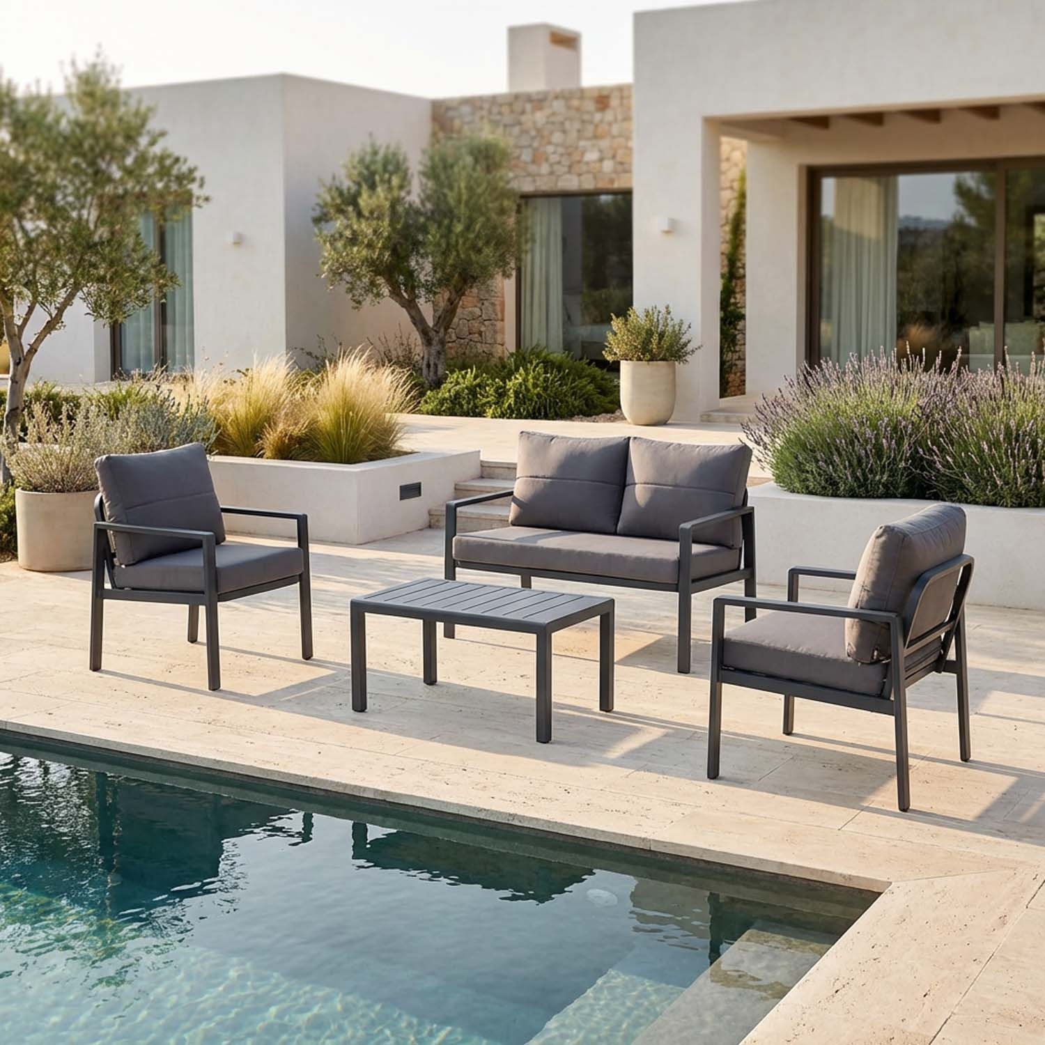 Siena patio conversation set aluminium modern