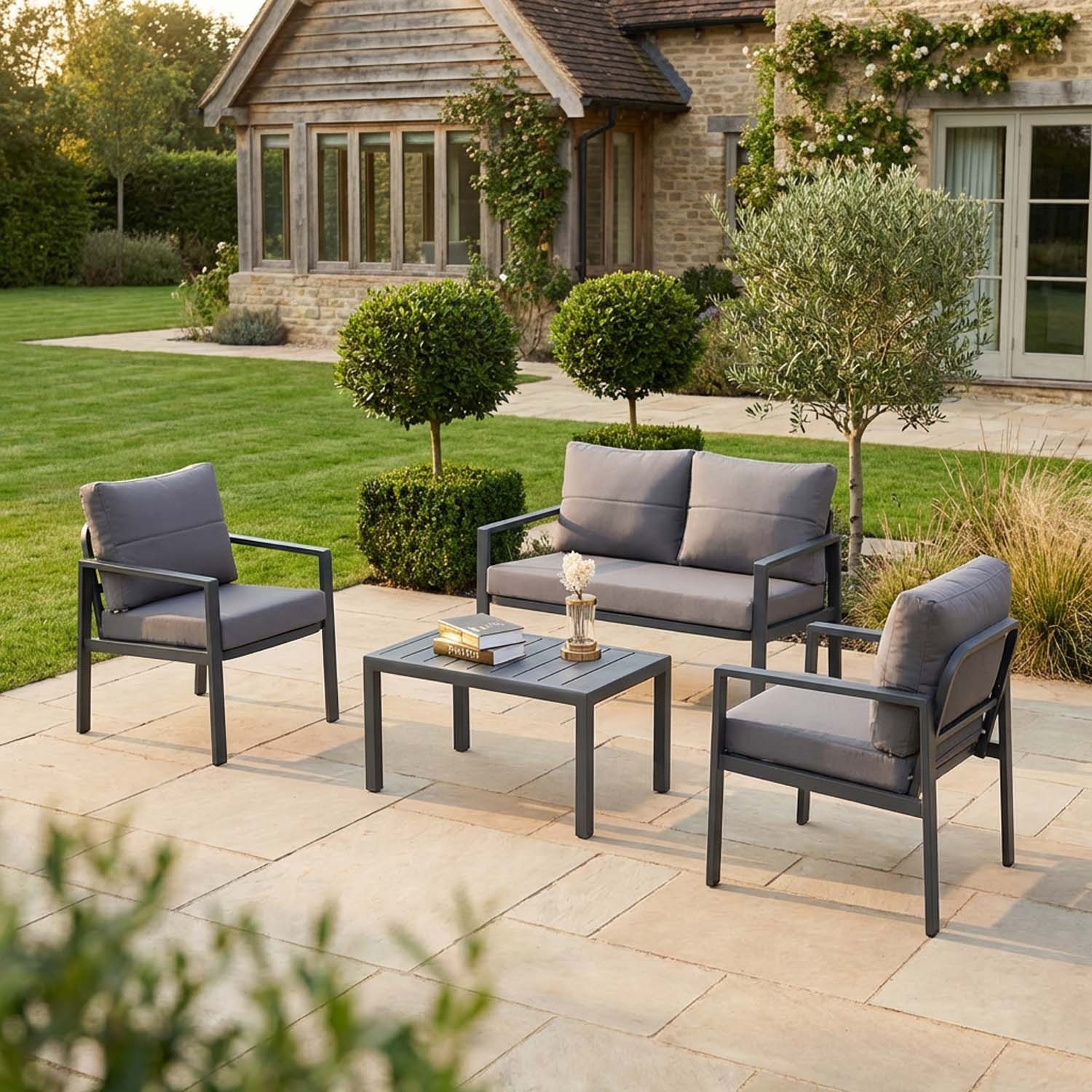 Siena patio conversation set aluminium modern 2