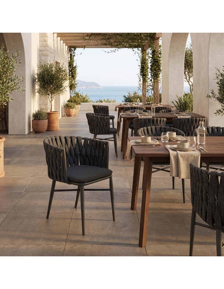 Torcea: Outdoor Chair with Wide Flat Rope