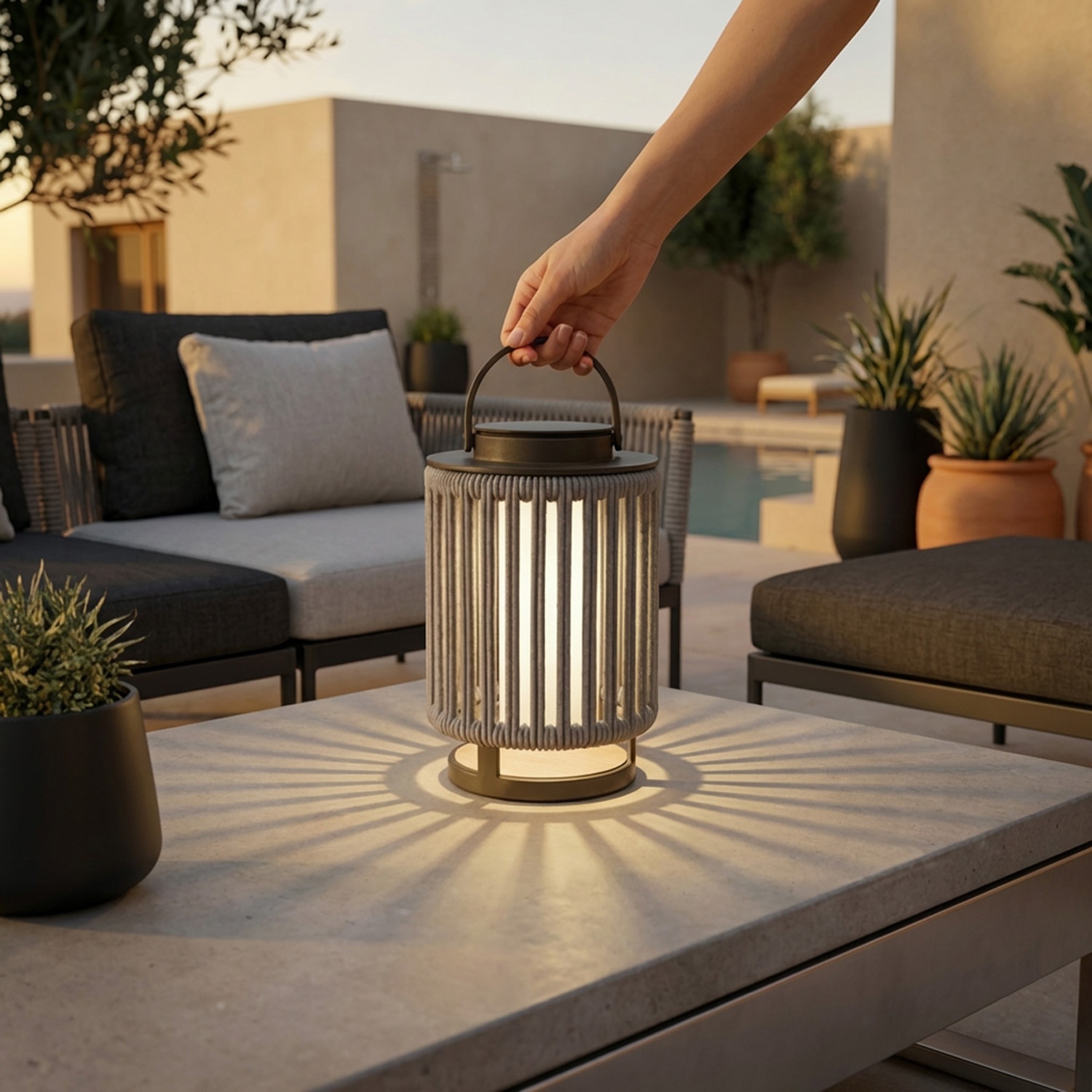 Marinea: Outdoor Lamp in Braided Rope