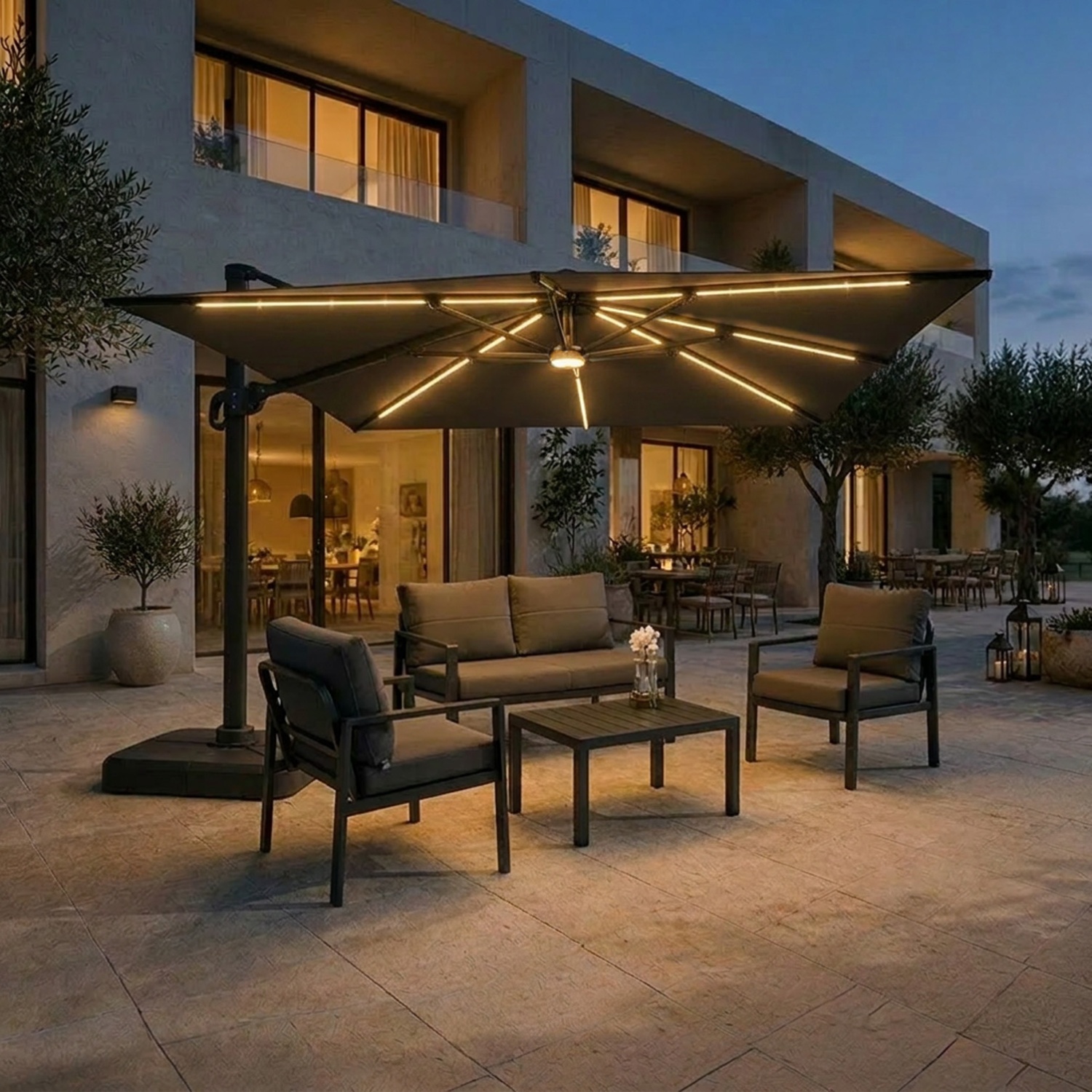 Auriga: Tilting Cantilever Umbrella with Integrated Solar LEDs