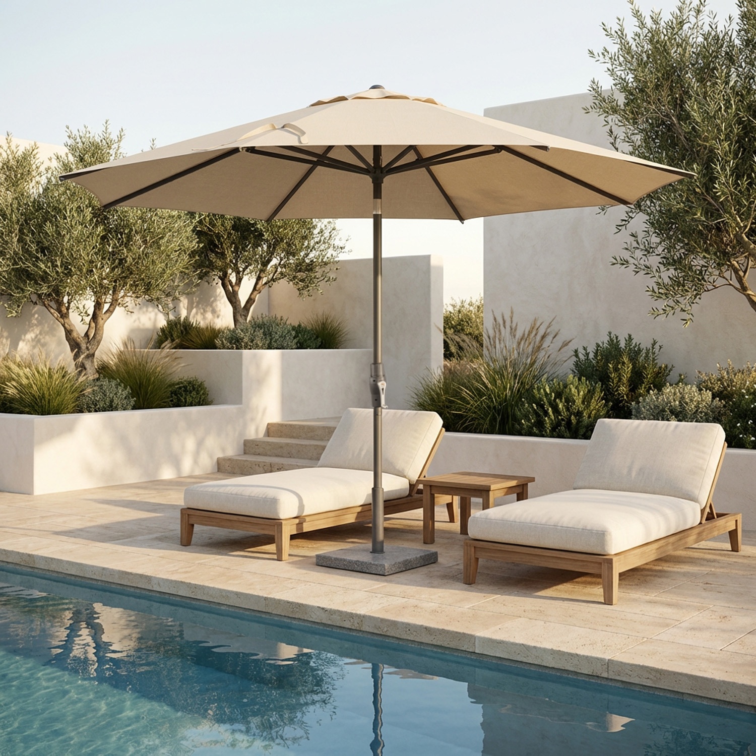 Lybra: Tilting Center Pole Patio Umbrella with EquiTilt® Technology