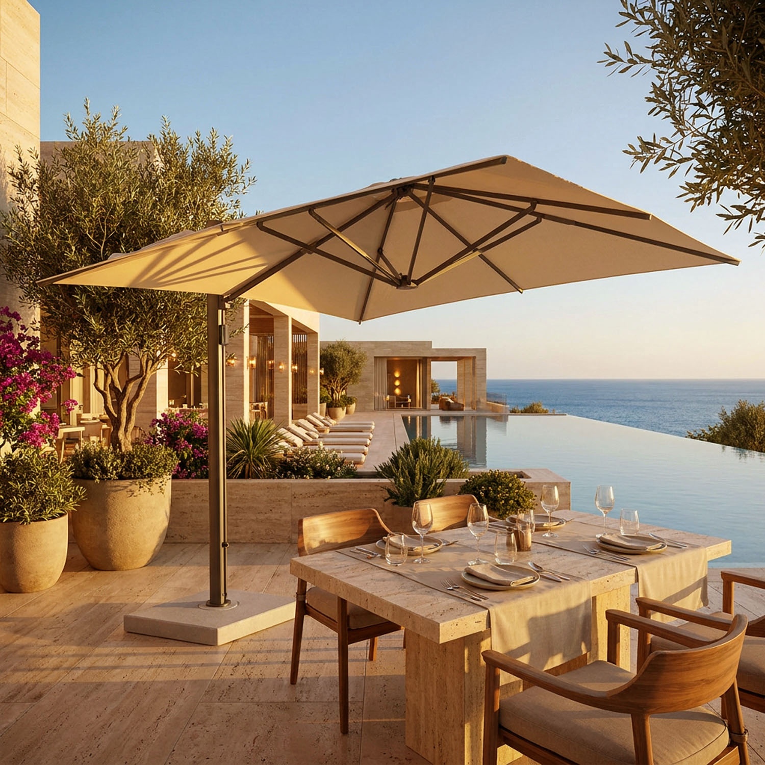 Cygnus: Cantilever Side-Arm Push-Open Patio Umbrella