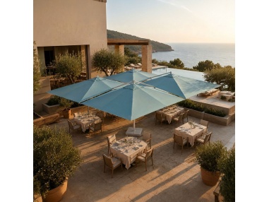 Cygnus Qadro: Four-Canopy Cantilever Umbrella 19'8" x 19'8"