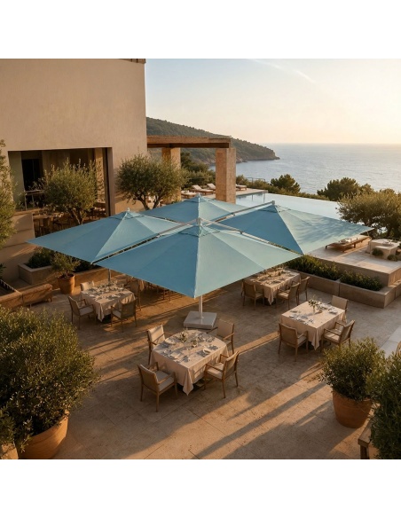 Cygnus Qadro: Four-Canopy Cantilever Umbrella 19'8" x 19'8"