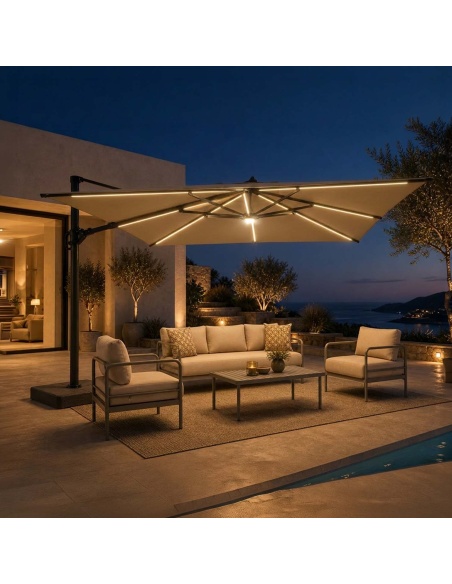 Auriga: Tilting Cantilever Umbrella with Integrated Solar LEDs