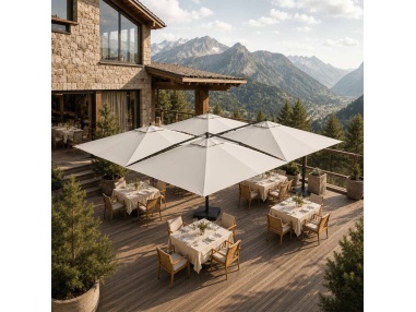 Cygnus Qadro: Four-Canopy Cantilever Umbrella 19'8" x 19'8"