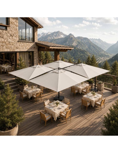 Cygnus Qadro: Four-Canopy Cantilever Umbrella 19'8" x 19'8"