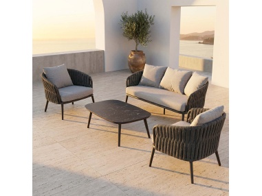 Quieta: 5-Seat Outdoor Sofa Set in Aluminum and Rope