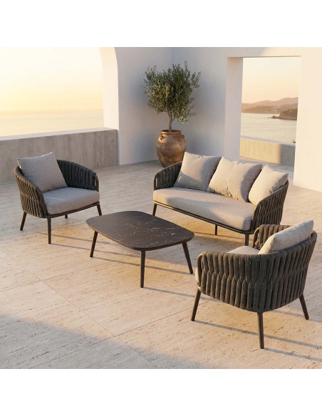 Quieta: 5-Seat Outdoor Sofa Set in Aluminum and Rope