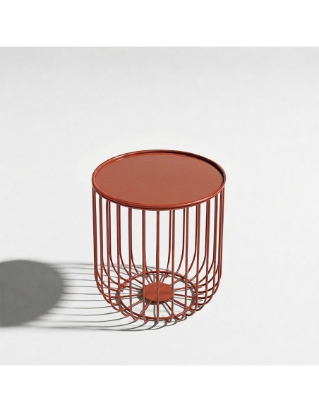 Plana: Low Outdoor Side Table with a Durable Iron Rod Frame