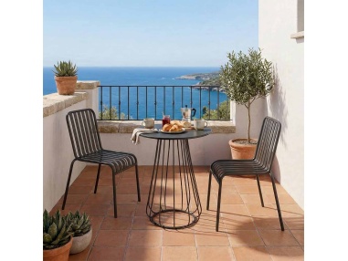 Plaka: Designer Outdoor Bistro Table with Iron Rod Frame
