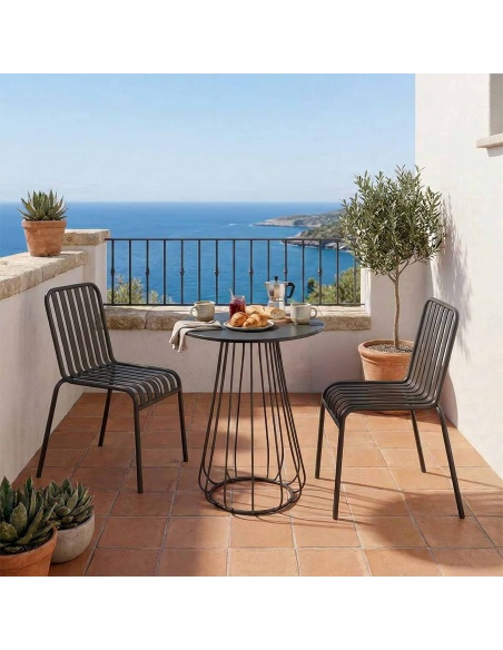 Plaka: Designer Outdoor Bistro Table with Iron Rod Frame