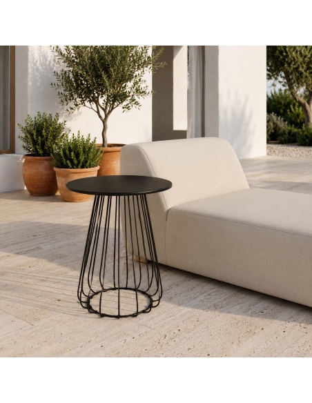 Plaka: Designer Outdoor Bistro Table with Iron Rod Frame