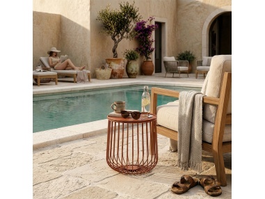 Plana: Low Outdoor Side Table with a Durable Iron Rod Frame