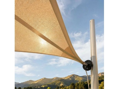 EZ Breez Furl Breathable: Shade Sail with Manual Furler in 90 Sec