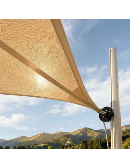 EZ Breez Furl Breathable: Shade Sail with Manual Furler in 90 Sec