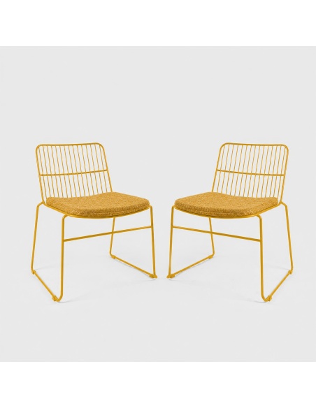 Sydra: Set of 2 Iron Outdoor Chairs with Rod Frame
