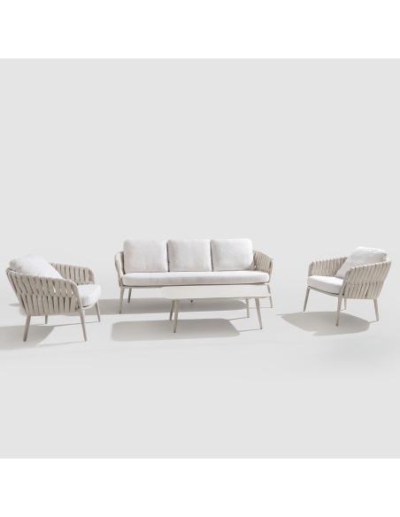 Quieta: 5-Seat Outdoor Sofa Set in Aluminum and Rope