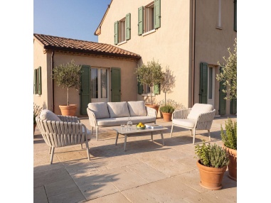 Quieta: 5-Seat Outdoor Sofa Set in Aluminum and Rope