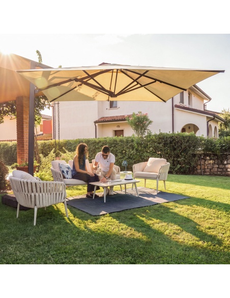 Quieta: 5-Seat Outdoor Sofa Set in Aluminum and Rope