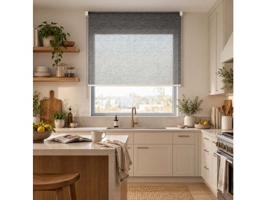 Custom Striped Light-Filtering Roller Shade, Kyma Fine Line