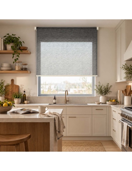Custom Striped Light-Filtering Roller Shade, Kyma Fine Line