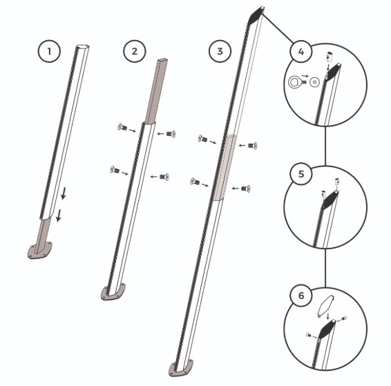 Assembly of the pole