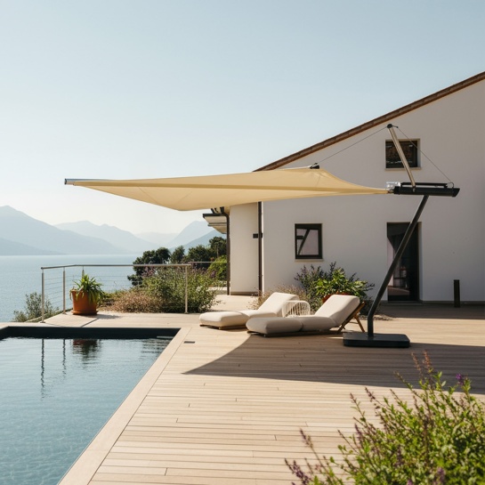 custom screening for patio umbrella Wooden 13ft 8-Rib with Weighted Base easy to use Custom Wind Screen For Fence