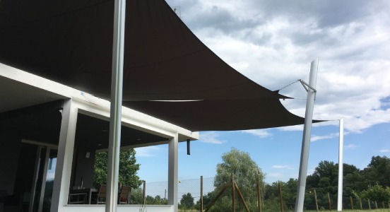 Waterproof shade sails and Alu-SimplE pole kits for a private house
